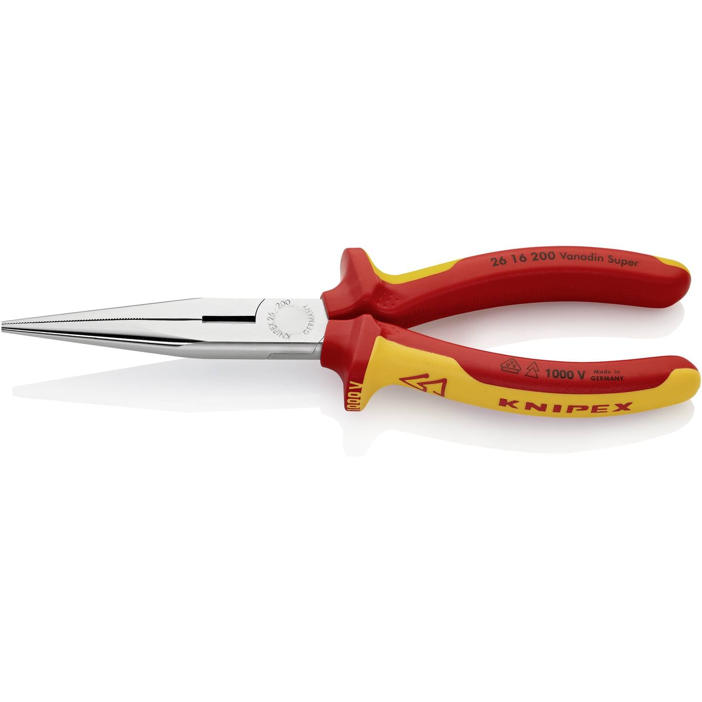 Knipex VDE Flachrundzange 200mm 26 16 200 mit Schneide 61 HRC gehärtet - 4003773022831