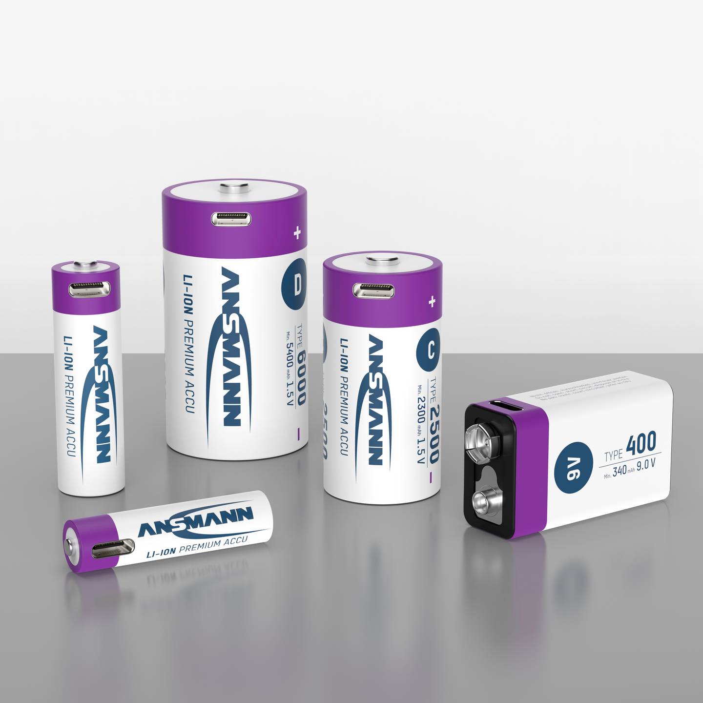 Ansmann Baby Akku HR14 Li-Ion USB-C Akku Batterie 2500 mAh 1,5V Kabel 2er-Set - 4013674193981