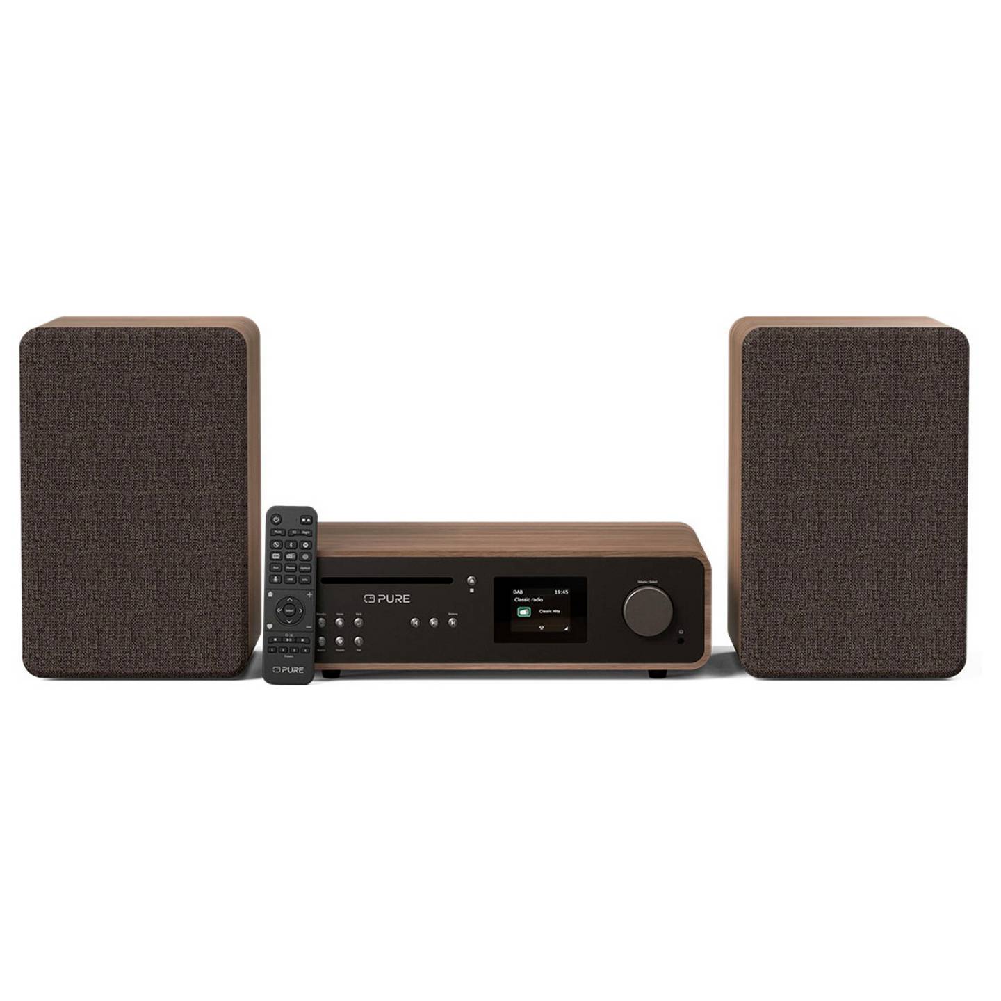 Pure Retro Stereoanlage Schwarz Walnuss DAB Bluetooth 50W Heim-Audio-Mikrosystem - 0759454301309