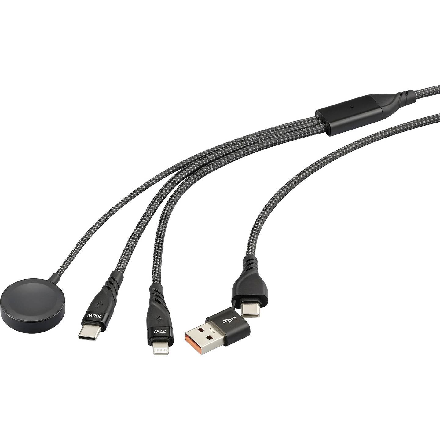 Renkforce USB-Ladekabel USB 2.0 USB-A USB-C Apple Lightning 1,20m schwarz - 4064161393469