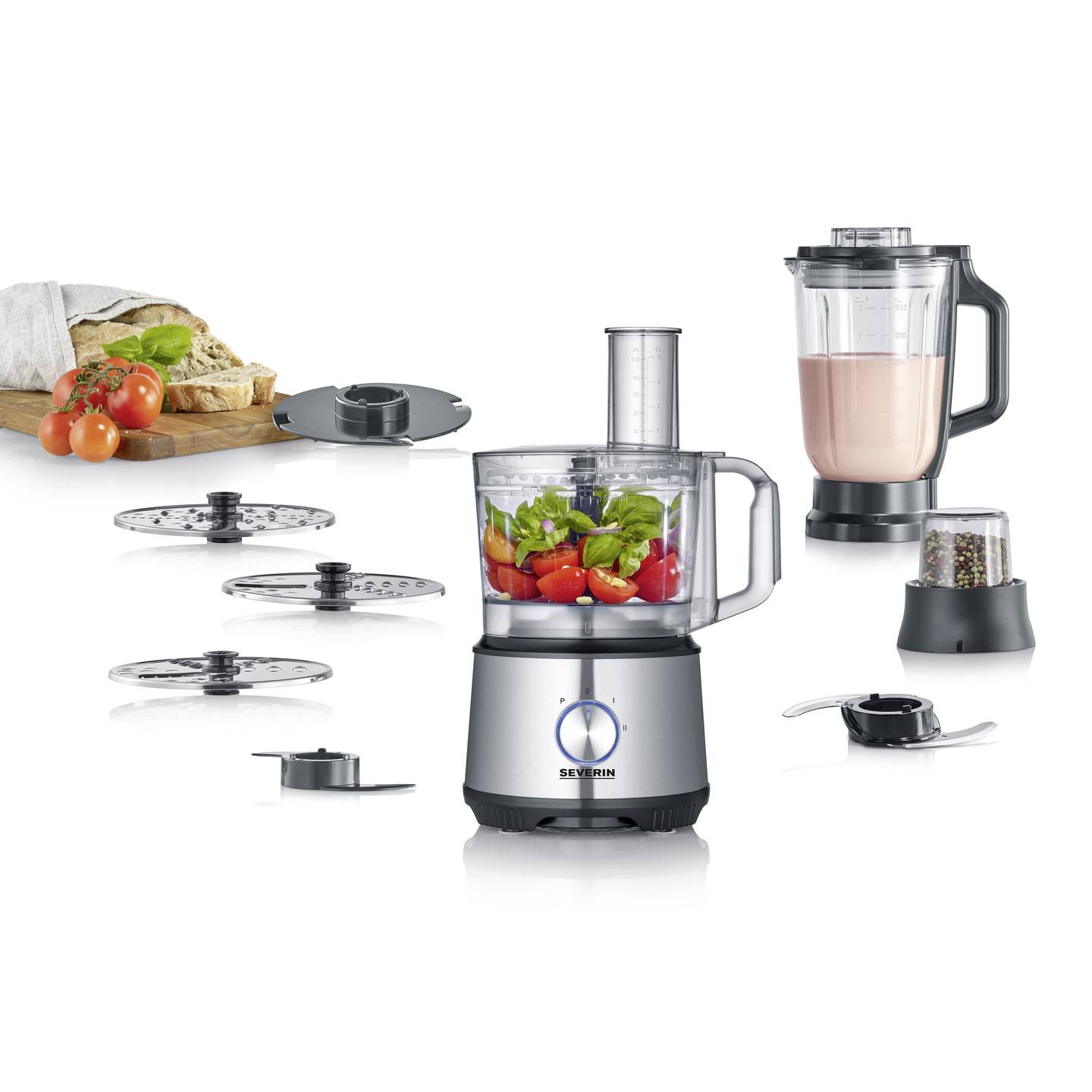 Severin Küchenmaschine Rührmaschine KM 3892 1200W Edelstahl Glas 1,5l Silber - 4008146038099