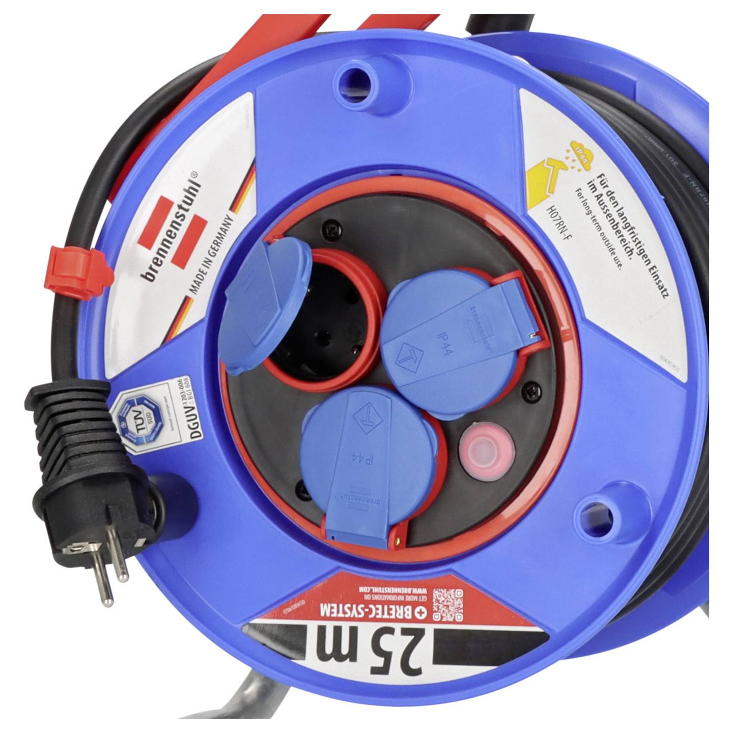 Brennenstuhl 1218900 Kabeltrommel 25.00 m Schwarz Schutzkontakt-Gummi-Stecker - 4007123251605