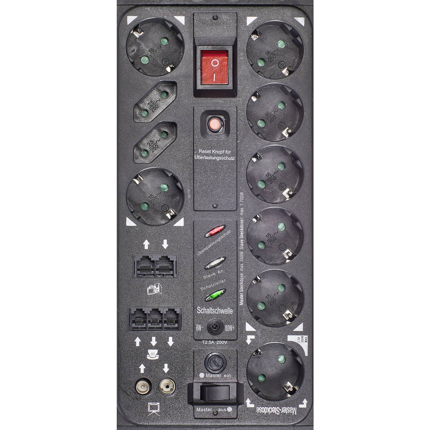 Renkforce Master/Slave-Steckdosenleiste 10-fach Aluminium 1,5m - 4016138950359