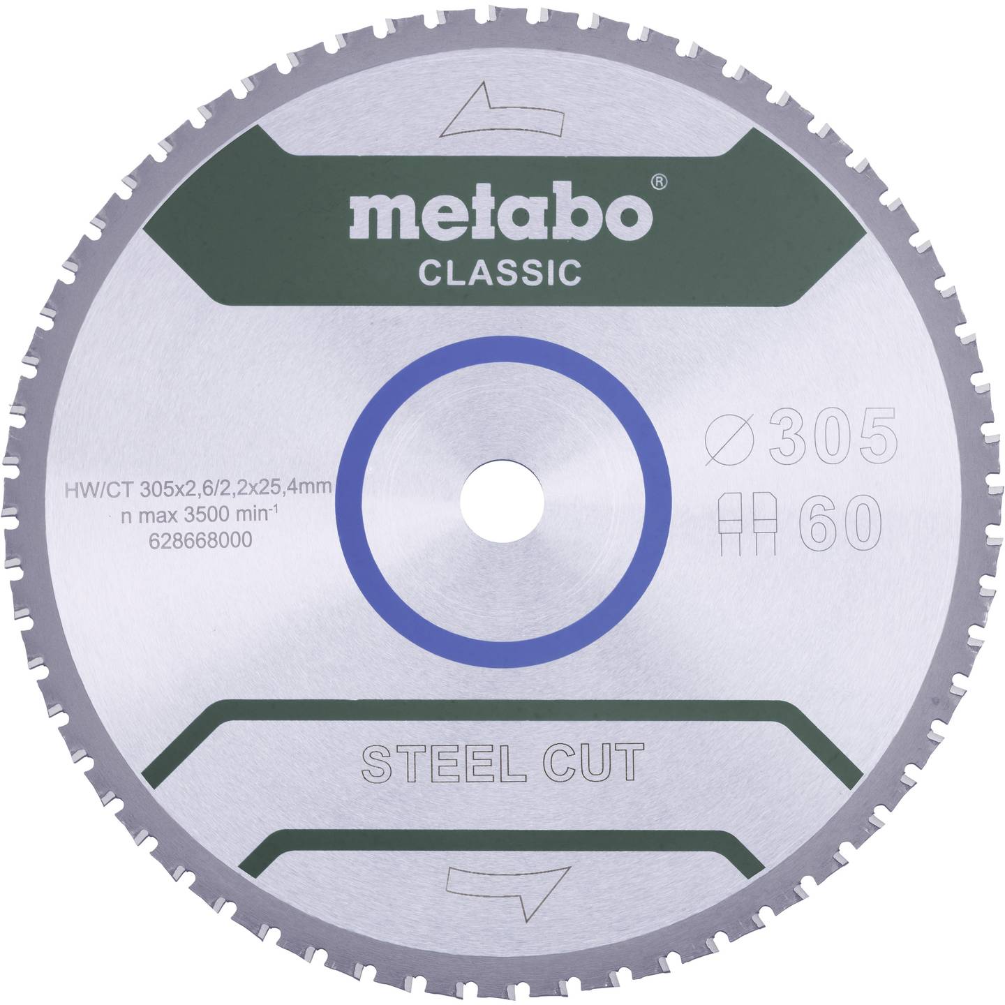 Metabo Kreissägeblatt STEEL CUT CLASSIC 305mm 60 Zähne 25.4mm 2.2mm 1 Stück - 4061792174566