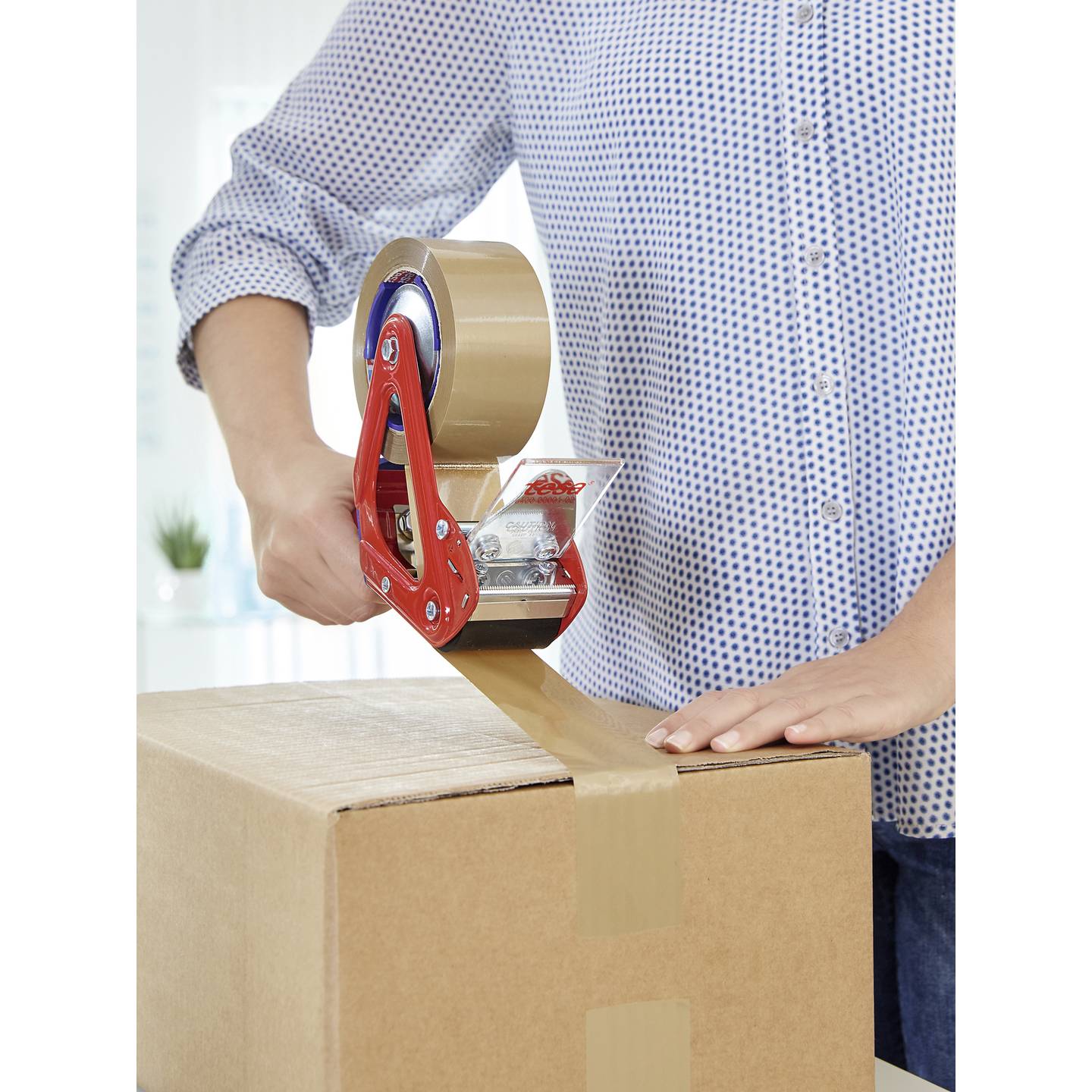 tesa Klebeband-Abroller Klebe ACK COMFORT Rot Blau Rollenbreite 50mm Verstellbar - 4042448913869