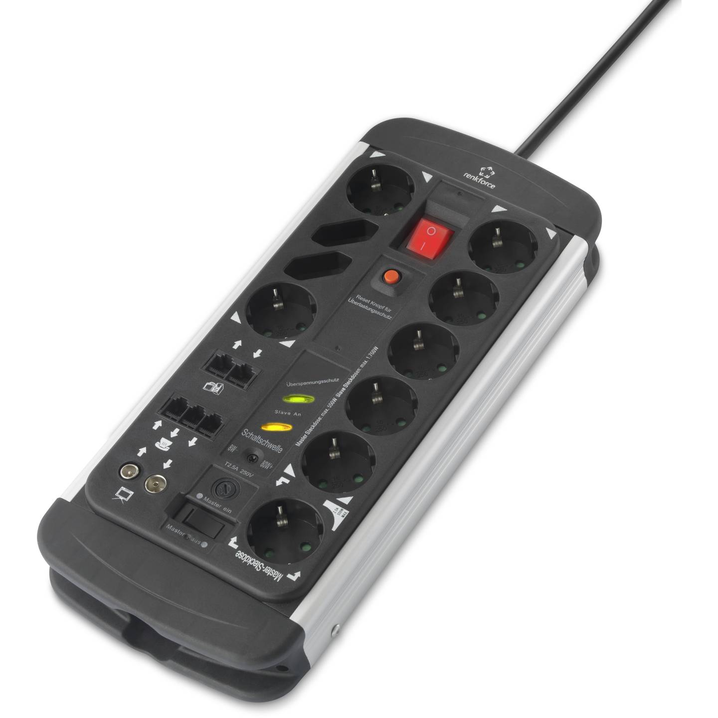Renkforce Master/Slave-Steckdosenleiste 10-fach Aluminium 1,5m - 4016138950359
