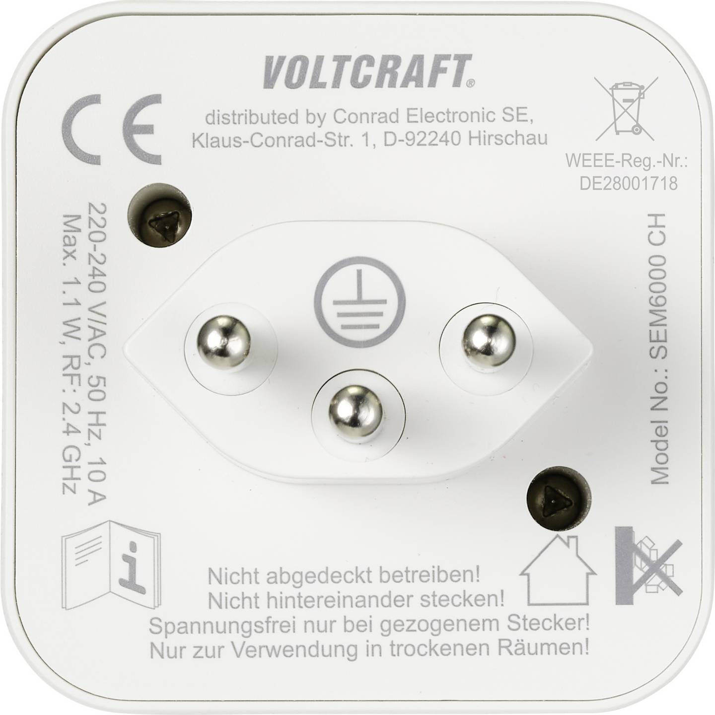 Voltcraft Energiekosten-Messgerät SEM6000 CH Bluetooth-Schnittstelle - 4053199995097