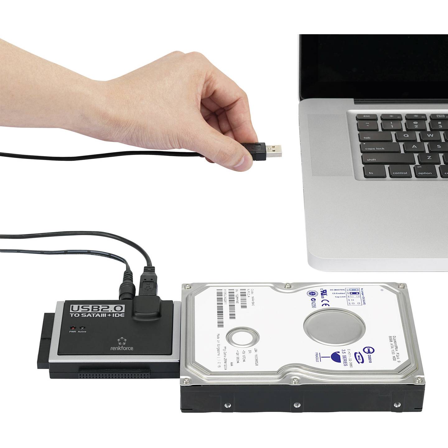 Candidate title: RENKFORCE USB 2.0 IDE SATA Konverter Computerkabel Adapter - 4016138941173