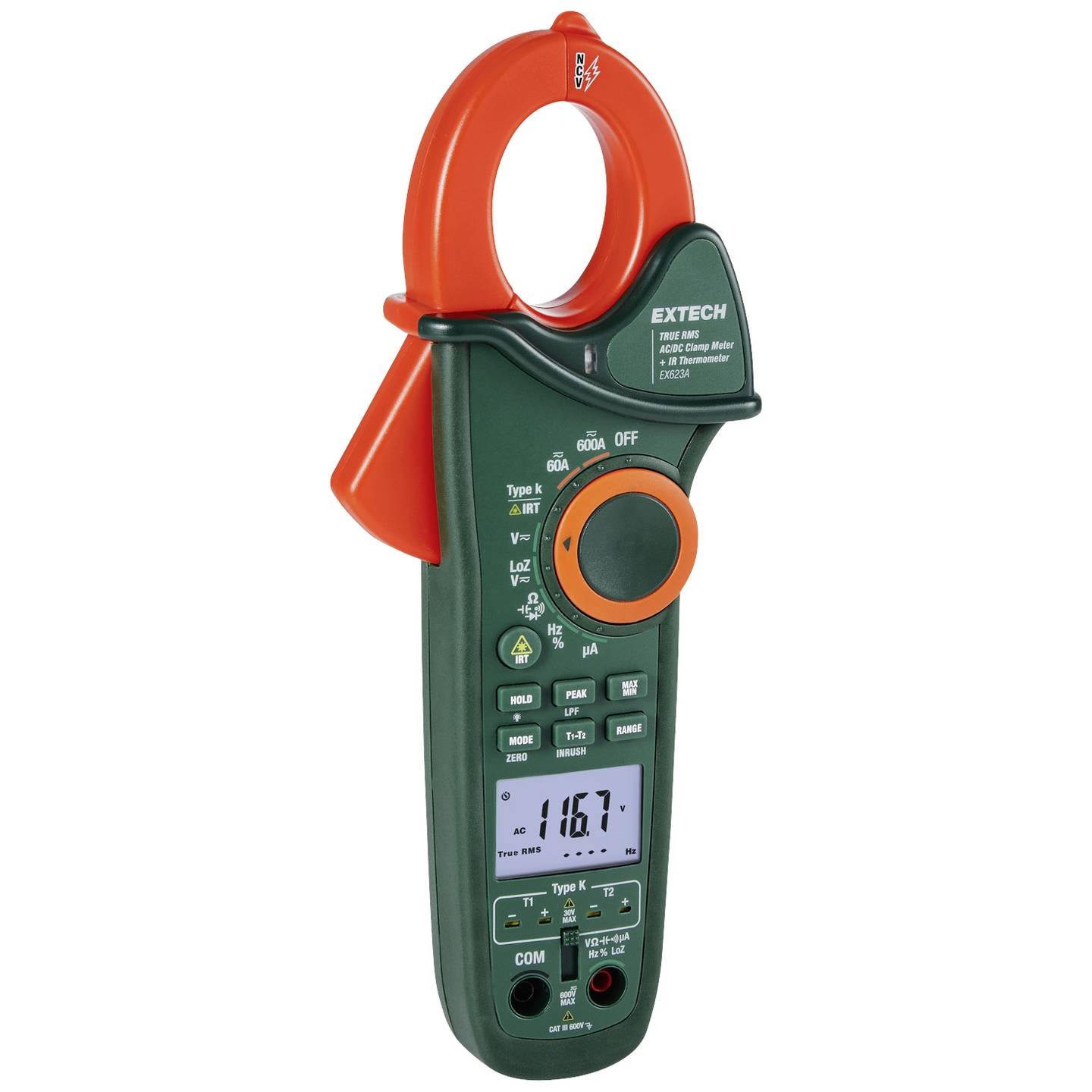 Extech EX623A 600A AC/DC-Stromzange mit IR-Thermometer und digitaler Anzeige - 0793950376256