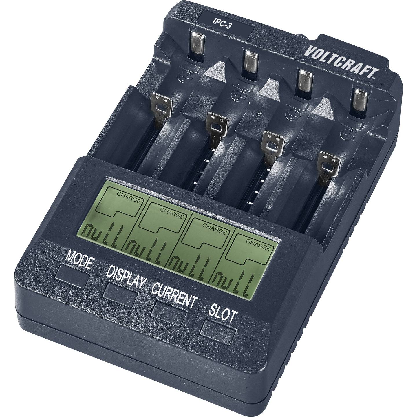 Voltcraft Rundzellen-Ladegerät IPC-3 LiIon NiCd NiMH 4-fach Ladegerät 1000mA - 4016139046709