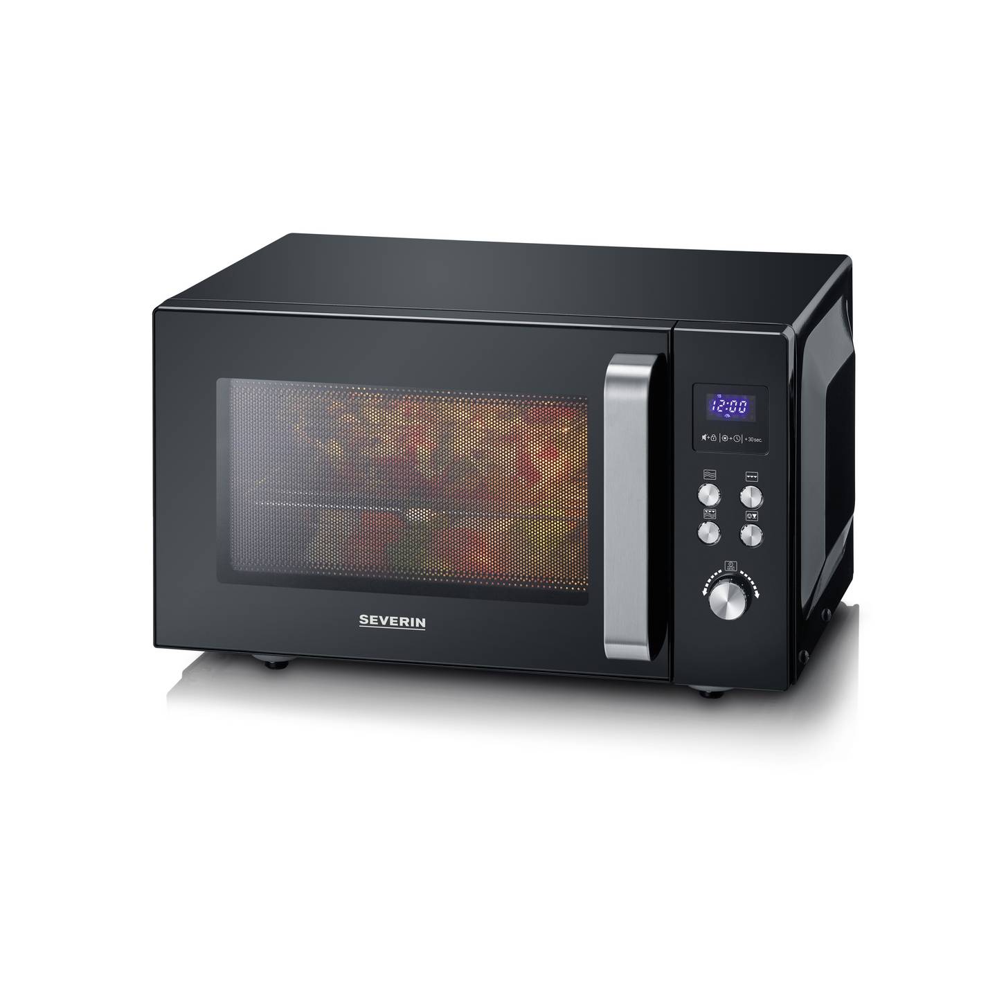Severin MW Mikrowelle Schwarz Edelstahl 900 W Grillfunktion flacher Glasboden - 4008146037610