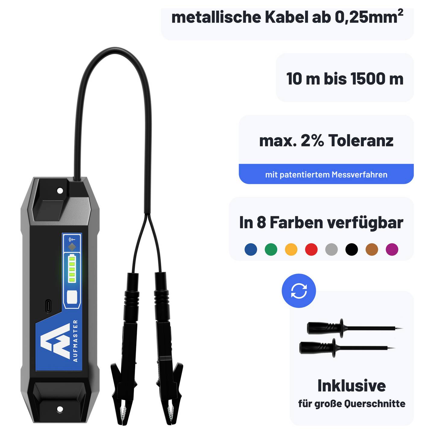 HELU Kabellängenmessgerät Aufmaster AM1 Kunststoff 10m bis 1500m IP54 178g - 2050009144272