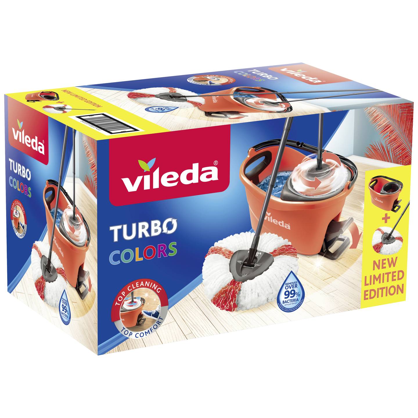 Vileda Turbo EasyWring & Clean Box Living Coral Bodenwischer Wischmopp Eimer - 4023103227460