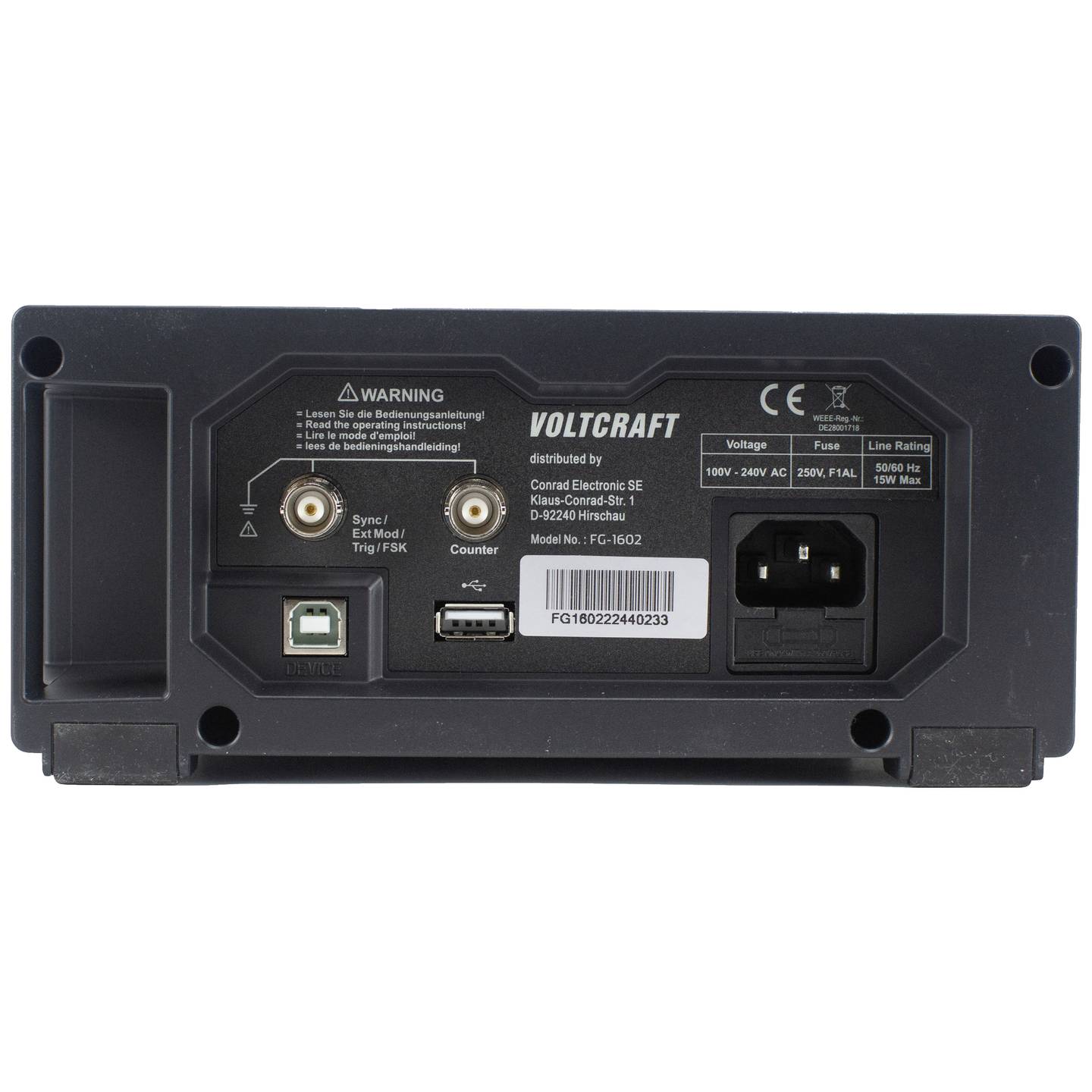 VOLTCRAFT FG-1602 Funktionsgenerator Signalgenerator 60MHz 2-Kanal USB LCD - 4064161227122
