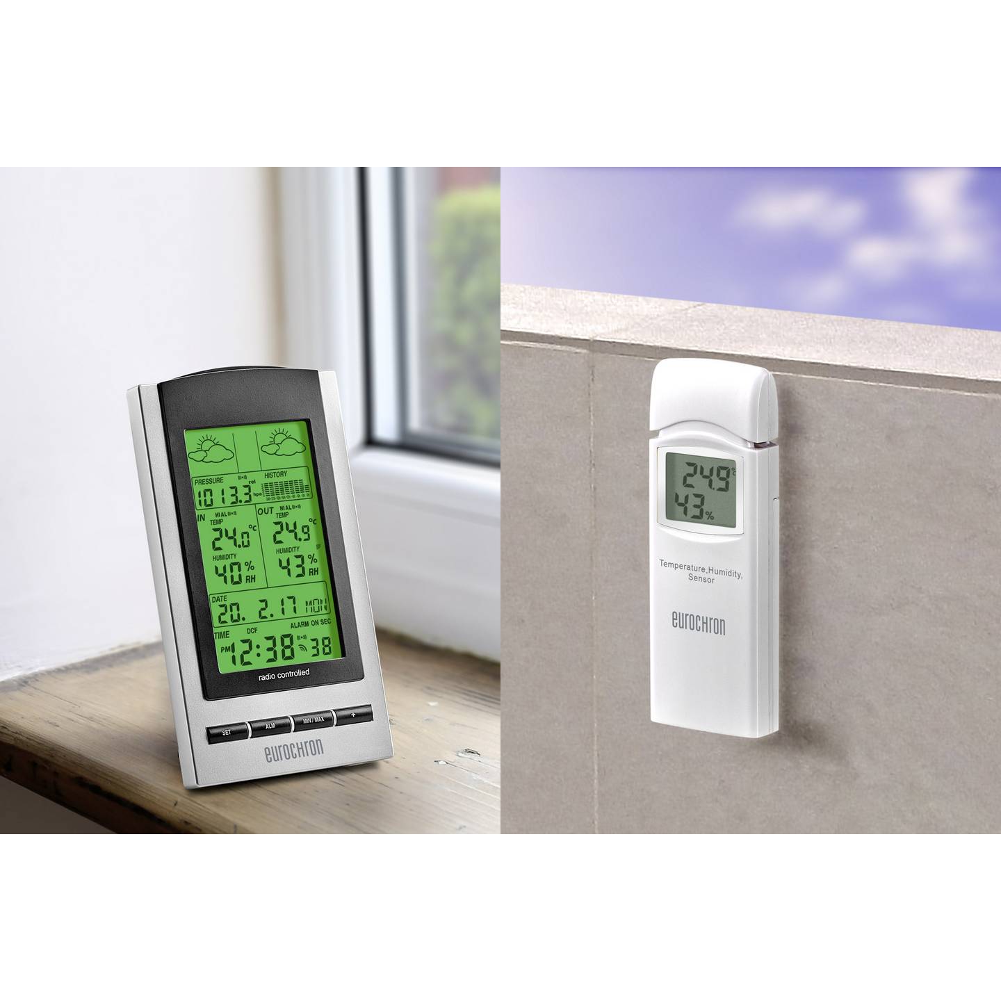Eurochron Funk-Wetterstation WH1173 Sensor  Innentemperatur - 4016139185200