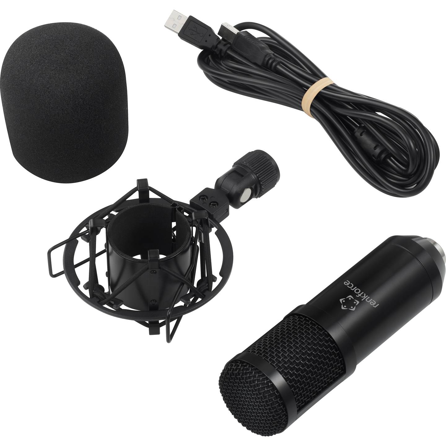 Renkforce RF-MIC-510 USB-Mikrofon Stand inkl. Koffer Spinne Windschutz 3m Kabel - 4064161175911