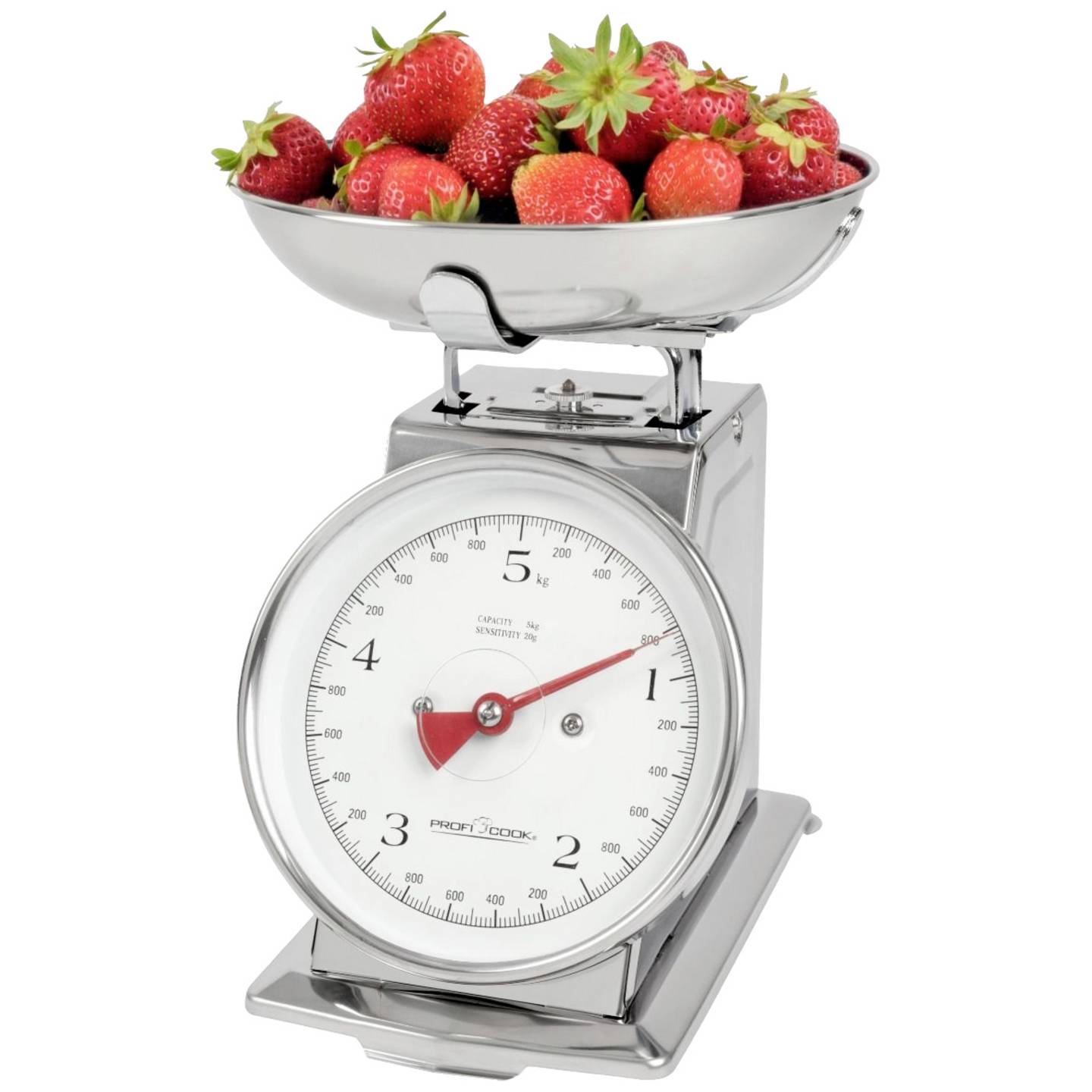 Profi Cook Küchenwaage analog Edelstahl 5kg mit Messschale 260x206x255mm 1340g - 4006160124705