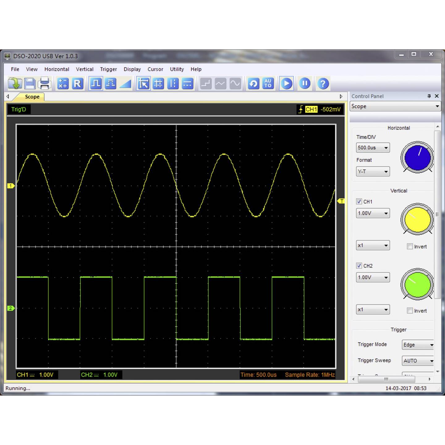 Voltcraft USB-Oszilloskop DSO-2020 20 MHz 2-Kanal 48 MSa/s 1 Mpts 8 Bit DSO - 4016138790269