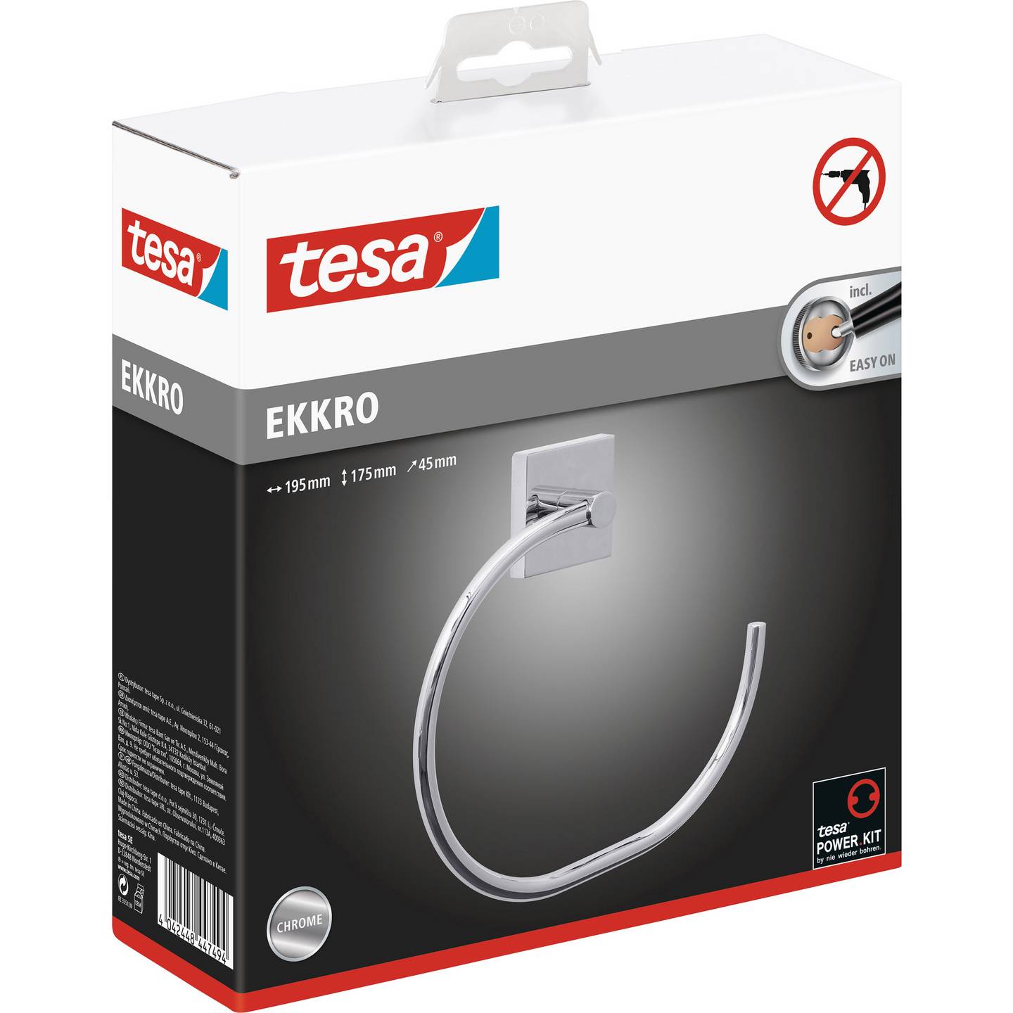 Tesa Handtuchring Metall Klebstoff Chrom Badezimmer Handtuchhalter elegant 78 - 4042448447494