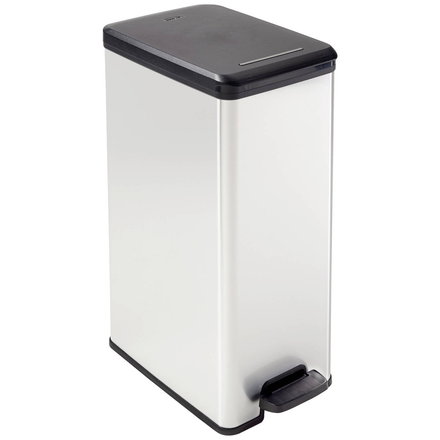 Curver Mülleimer Abfalleimer 40l Slim Bin Silber Schwarz Pedal 250x610x420mm - 3253922340304
