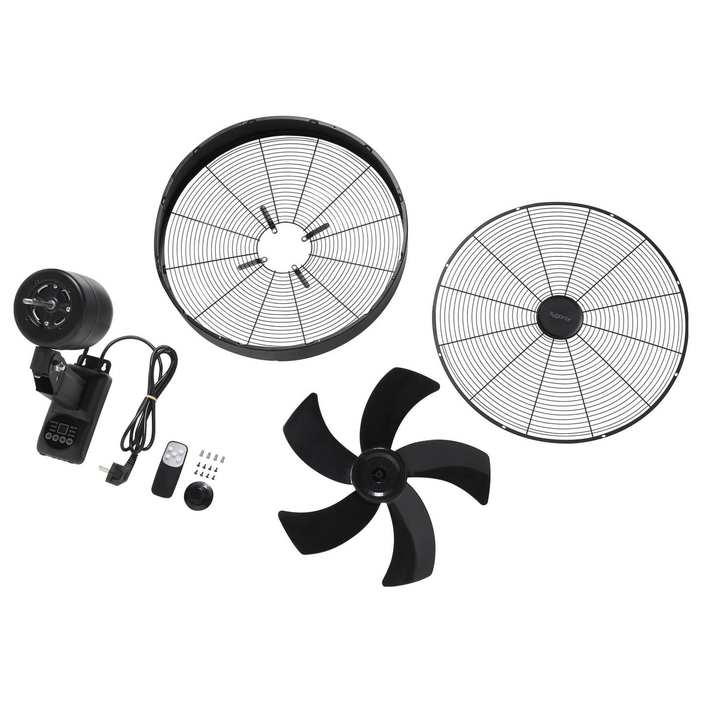 Sygonix Wandventilator Oszillierend 50W Fernbedienung 45cm schwarz 3 Stufen - 4064161389394