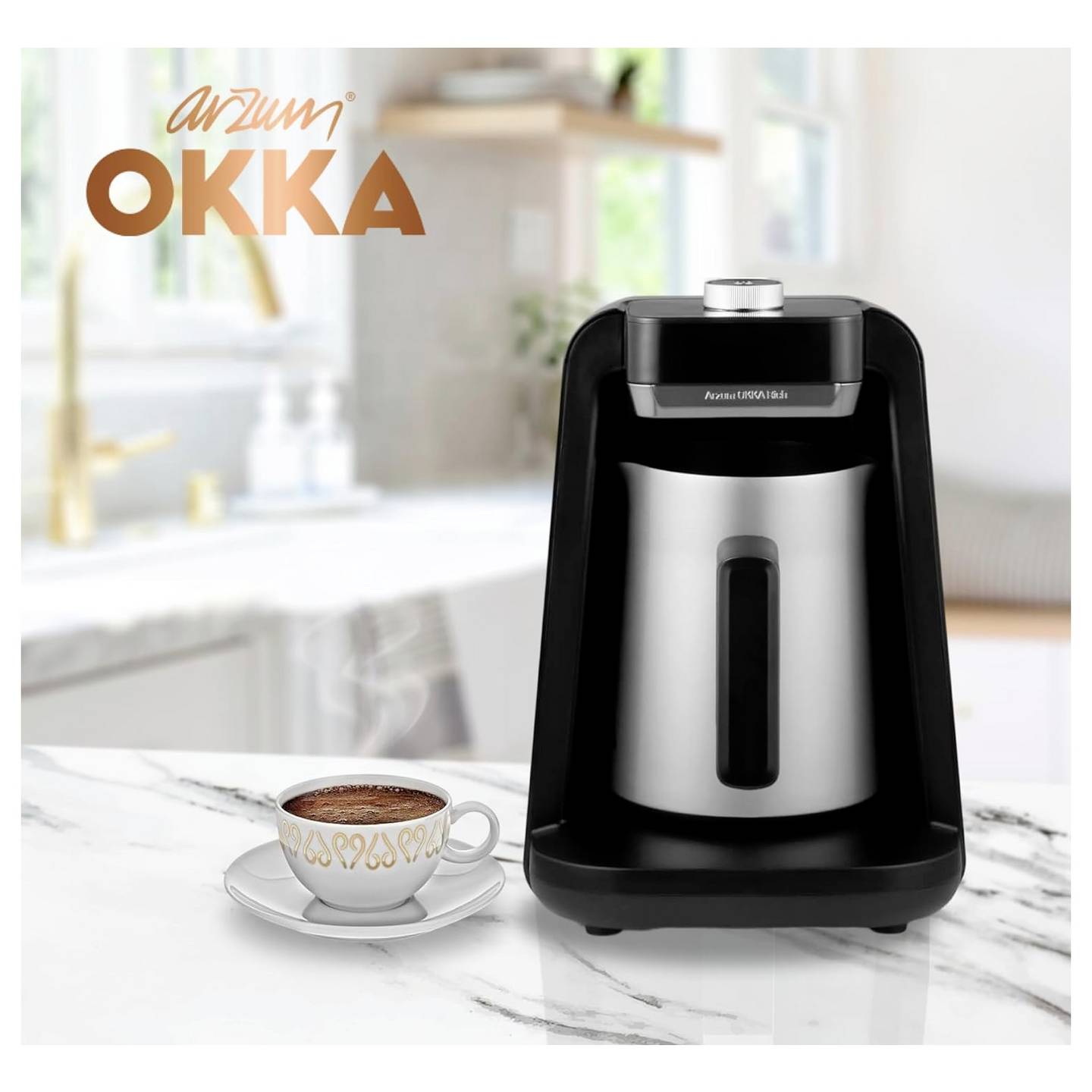 Arzum Kaffeemaschine Mokkakocher Espressokanne Milchaufschäumer Bronze 5 Tassen - 8693184916650