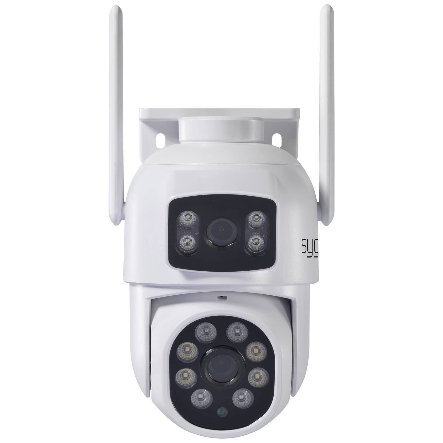 Sygonix WLAN IP Überwachungskamera 1920x1080 Pixel mit 2 Objektiven weiß IP65 - 4064161323237