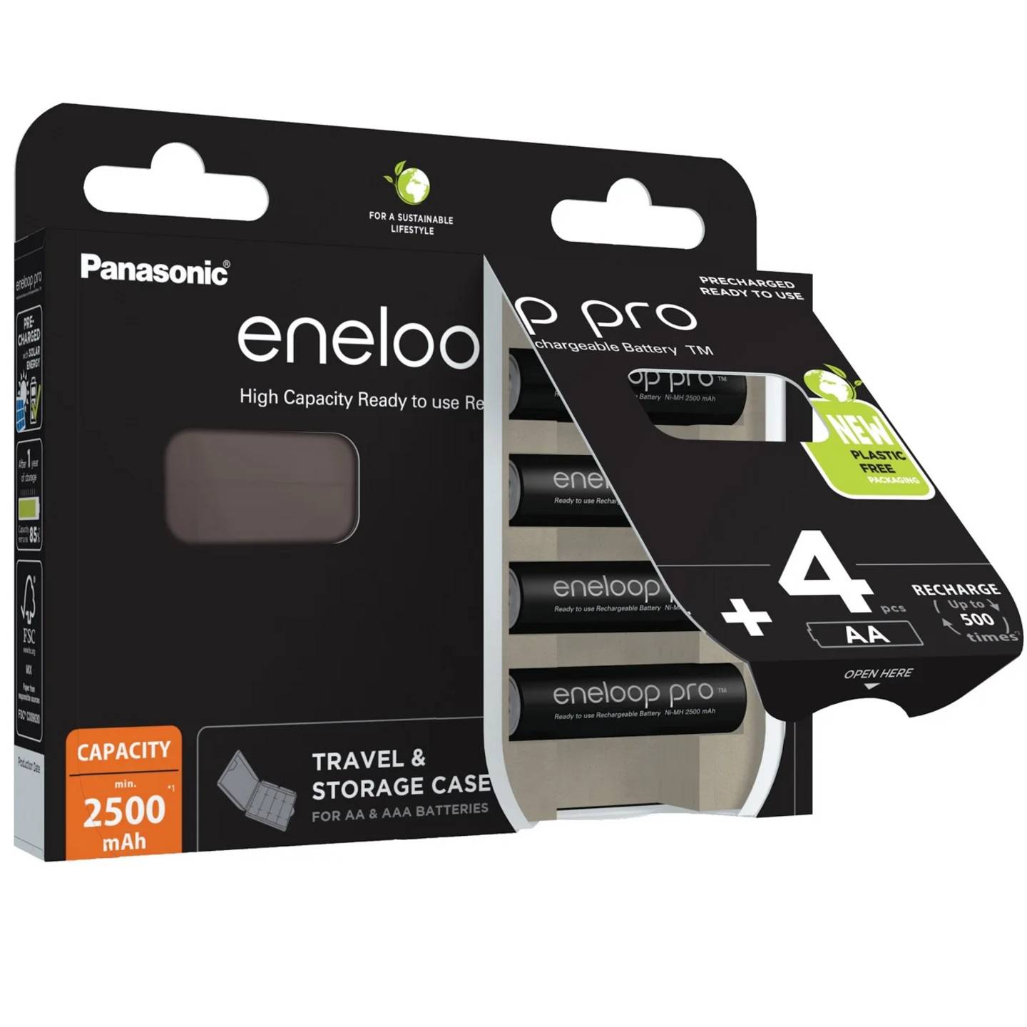 Panasonic Mignon Akku eneloop pro AA 2500mAh NiMH 4er Set inkl. Akkubox 1,2V - 5410853065036