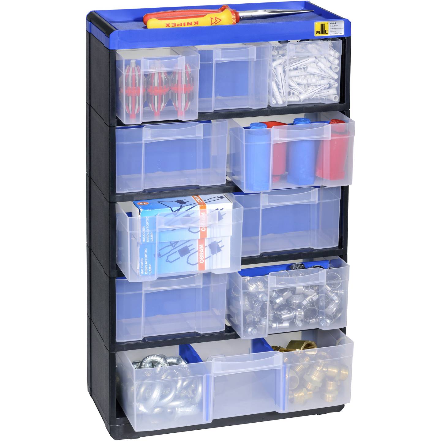 Allit Kleinteilmagazin VarioPlus Pro 10 Schübe Schwarz 300 x 525 x 135 mm - 4005187646405