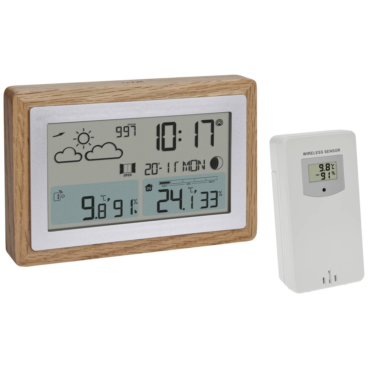TFA Dostmann Funk Wetterstation Station OAK Wetterdaten Vorhersage Eiche digital - 4009816040527