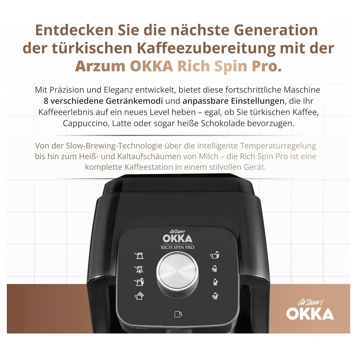 Arzum Kaffeemaschine Mokkakocher Espressokanne Milchaufschäumer Bronze 5 Tassen - 8693184916650