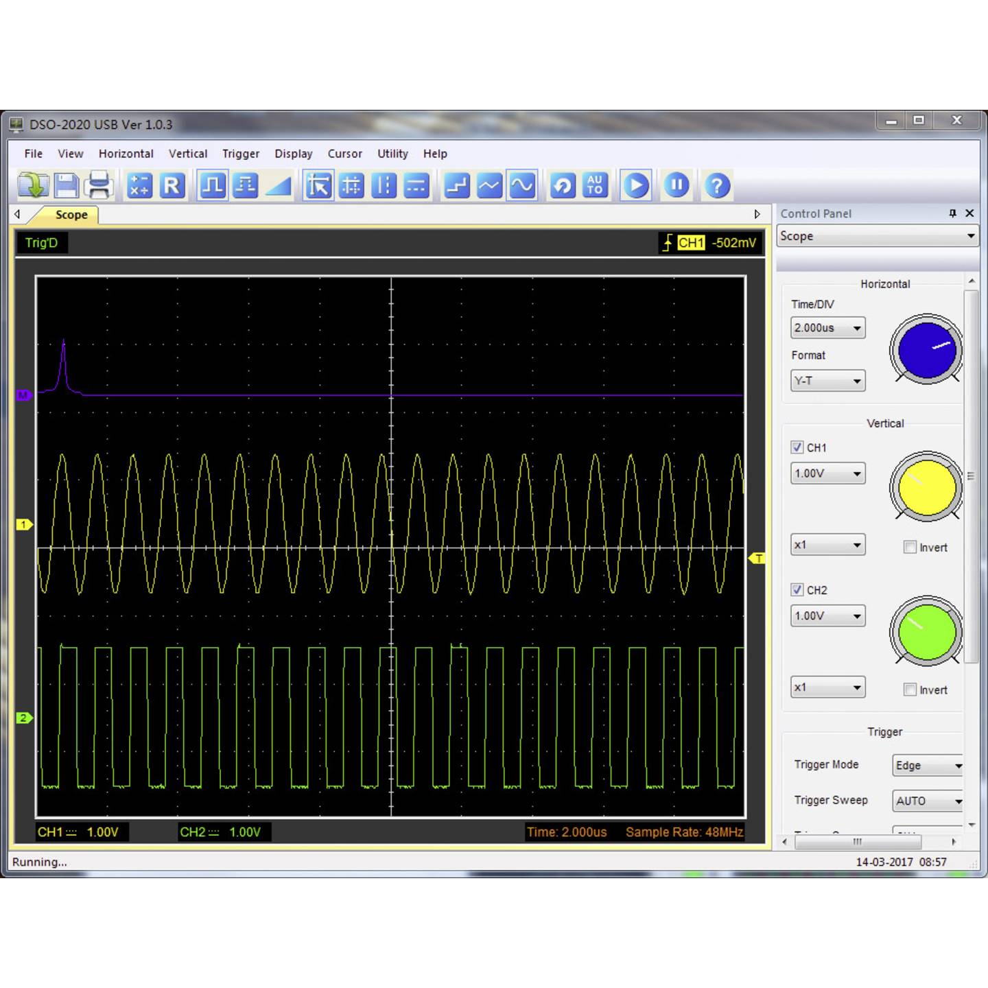 Voltcraft USB-Oszilloskop DSO-2020 20 MHz 2-Kanal 48 MSa/s 1 Mpts 8 Bit DSO - 4016138790269