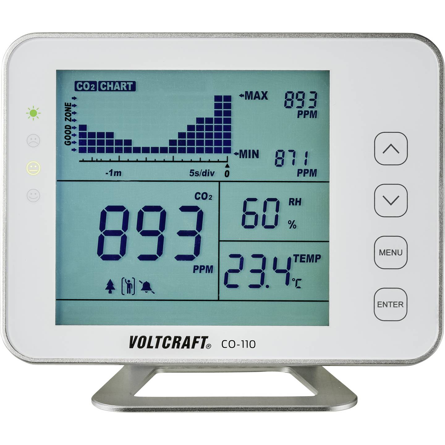 VOLTCRAFT Kohlendioxid-Messgerät Detektor Luftqualität mit Datenloggerfunktion - 4064161184463