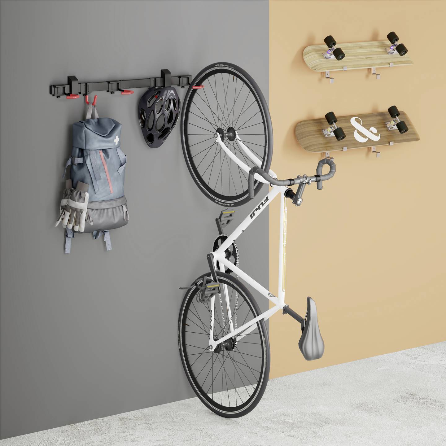 Elevar Fahrradwandhalter 3-fach Wandhalterung Stahl Kunststoff schwarz 824x180mm - 4064161471655