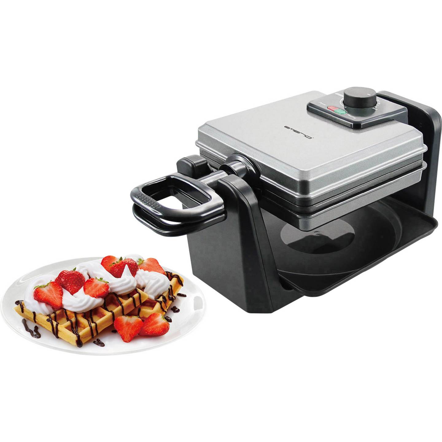 Emerio Waffeleisen Waffelmaker stufenloser Temperaturregler 1000 W Silber - 7333282007935