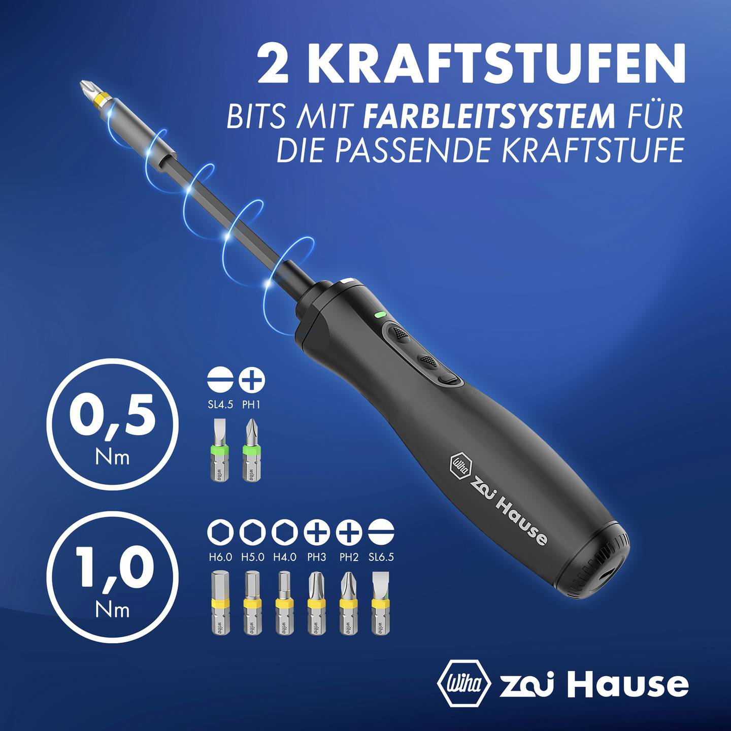 Wiha E-Schraubendreher Akku Schrauber mit LED Leuchte und zwei Drehmomentstufen - 4010995446215