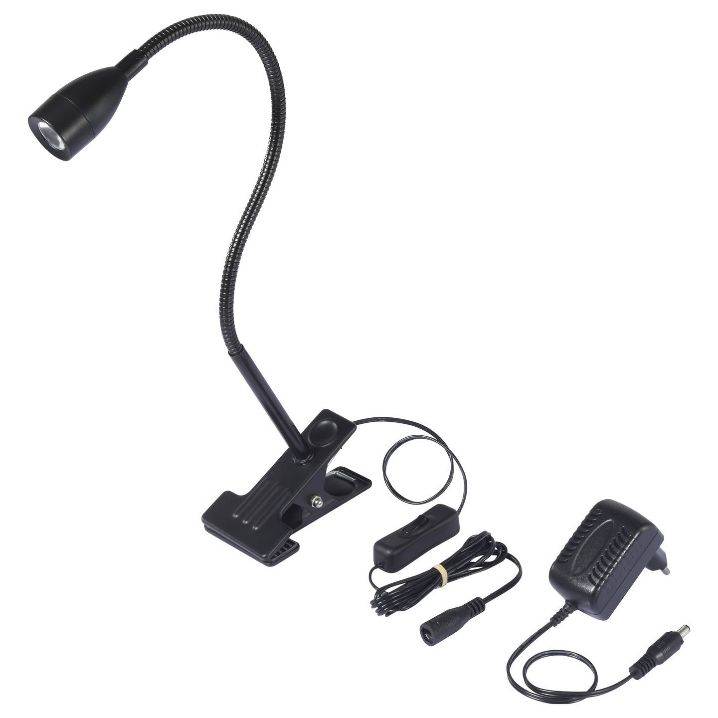Sygonix Tischlampe LED Schwanenhals SY-6737554 Lampe flexibel schwarz 350mm - 4064161408514