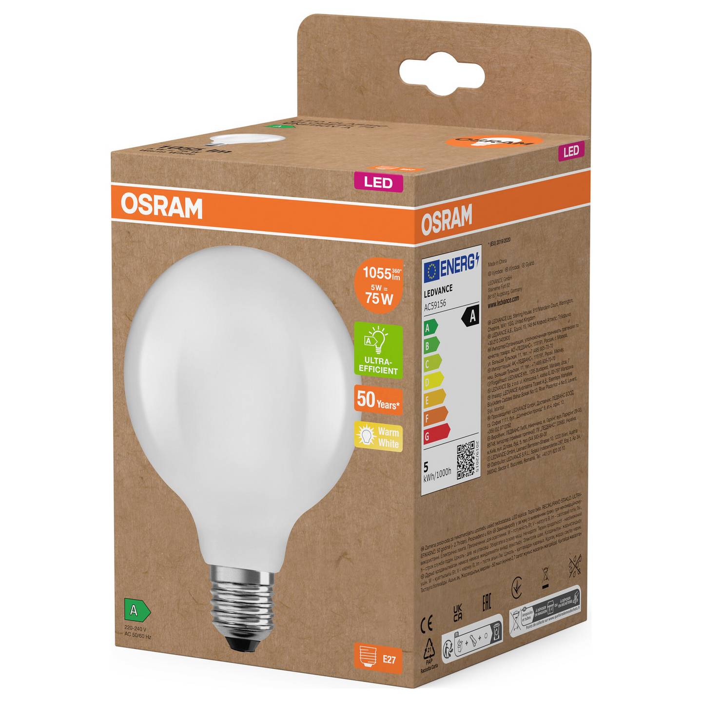 OSRAM HOMELIGHTING LED E27 5W warmweiß Hängeleuchte Lampe 300° 1055lm 1 St. - 4058075839540