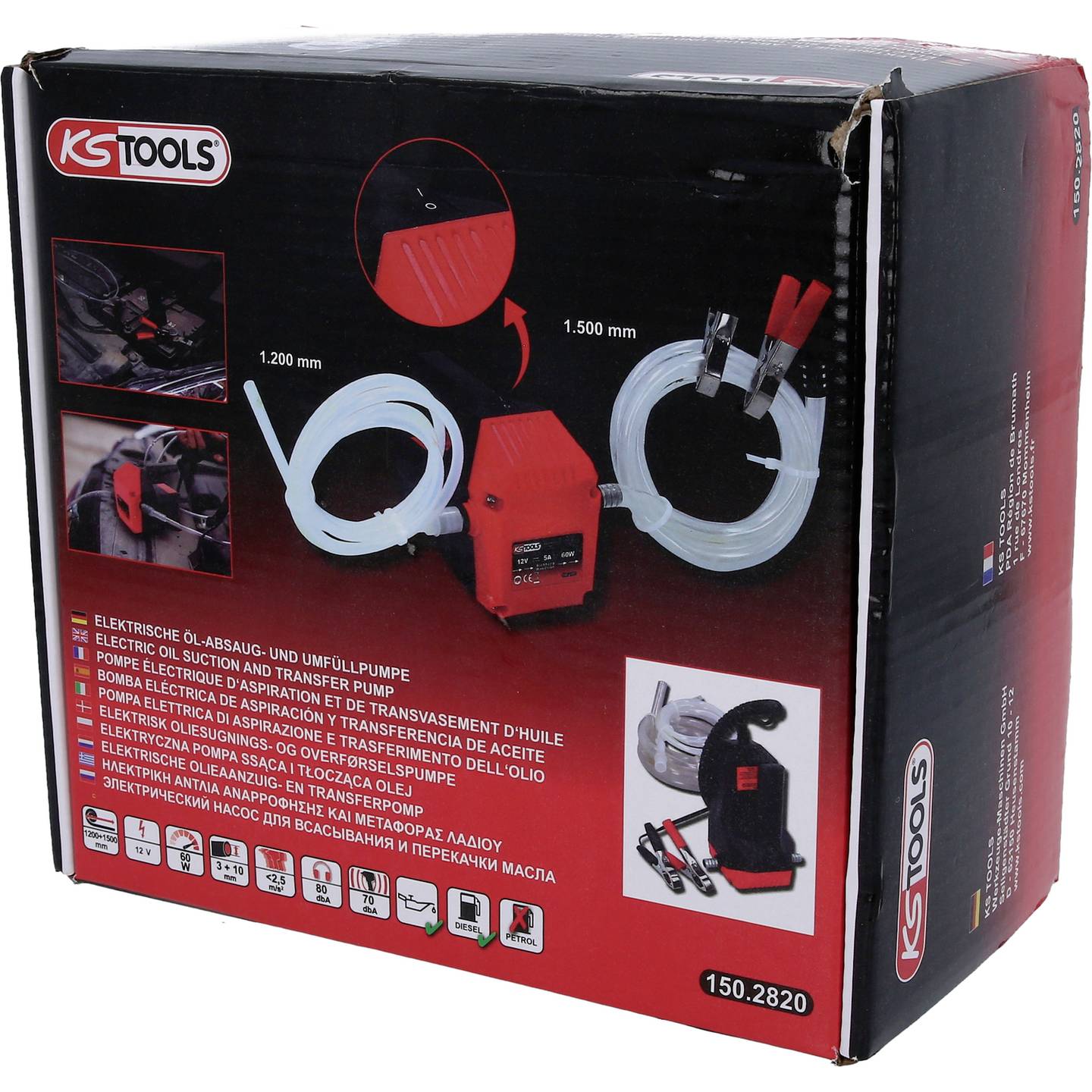 KS Tools Pumpe Öl Absaugpumpe Umfüllpumpe Diesel Motoröl Heizöl Kühlflüssigkeit - 4042146885123