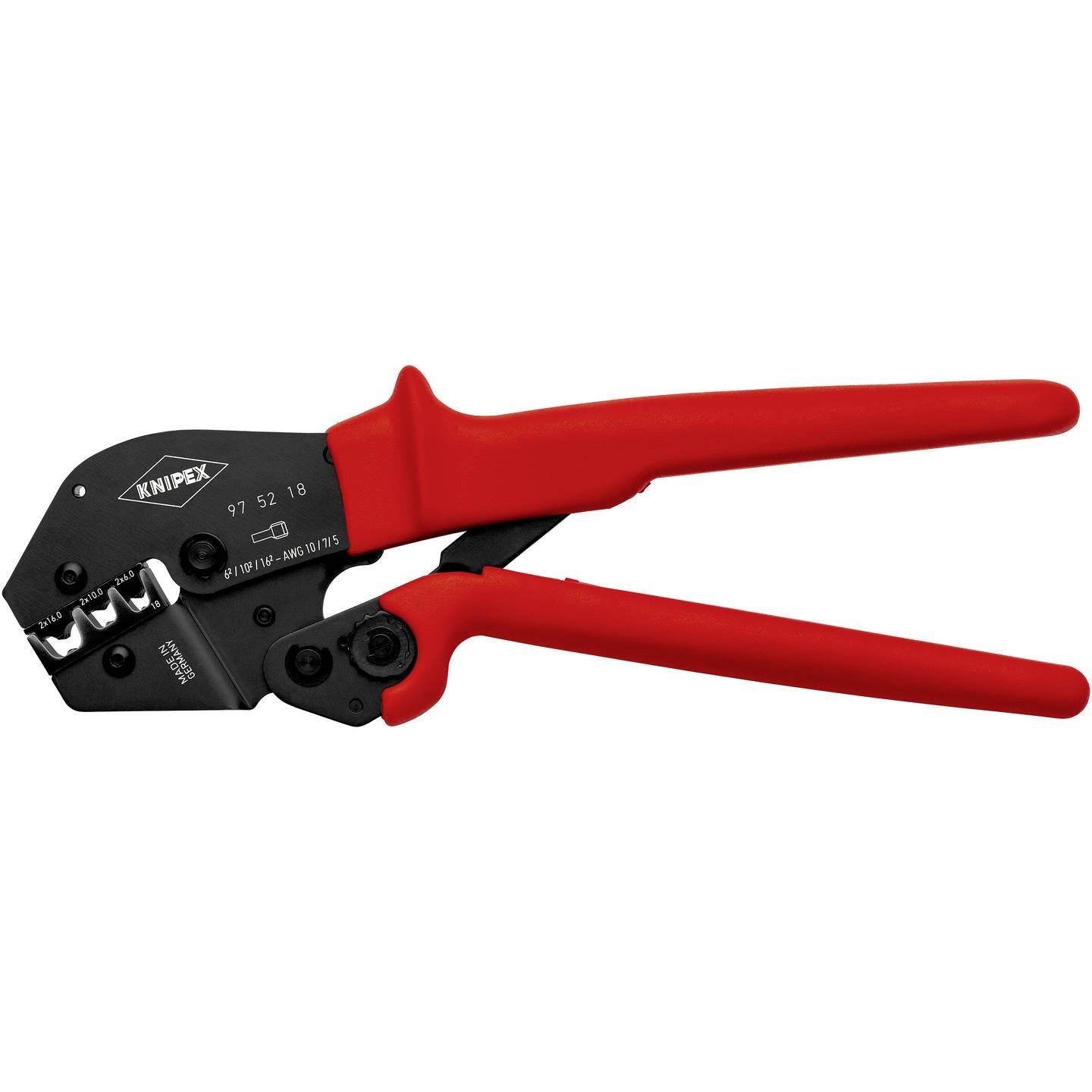 Knipex Crimpzange Zwillings-Aderendhülsen 2x6 2x10 2x16 mm² 250mm 571g - 4003773026839