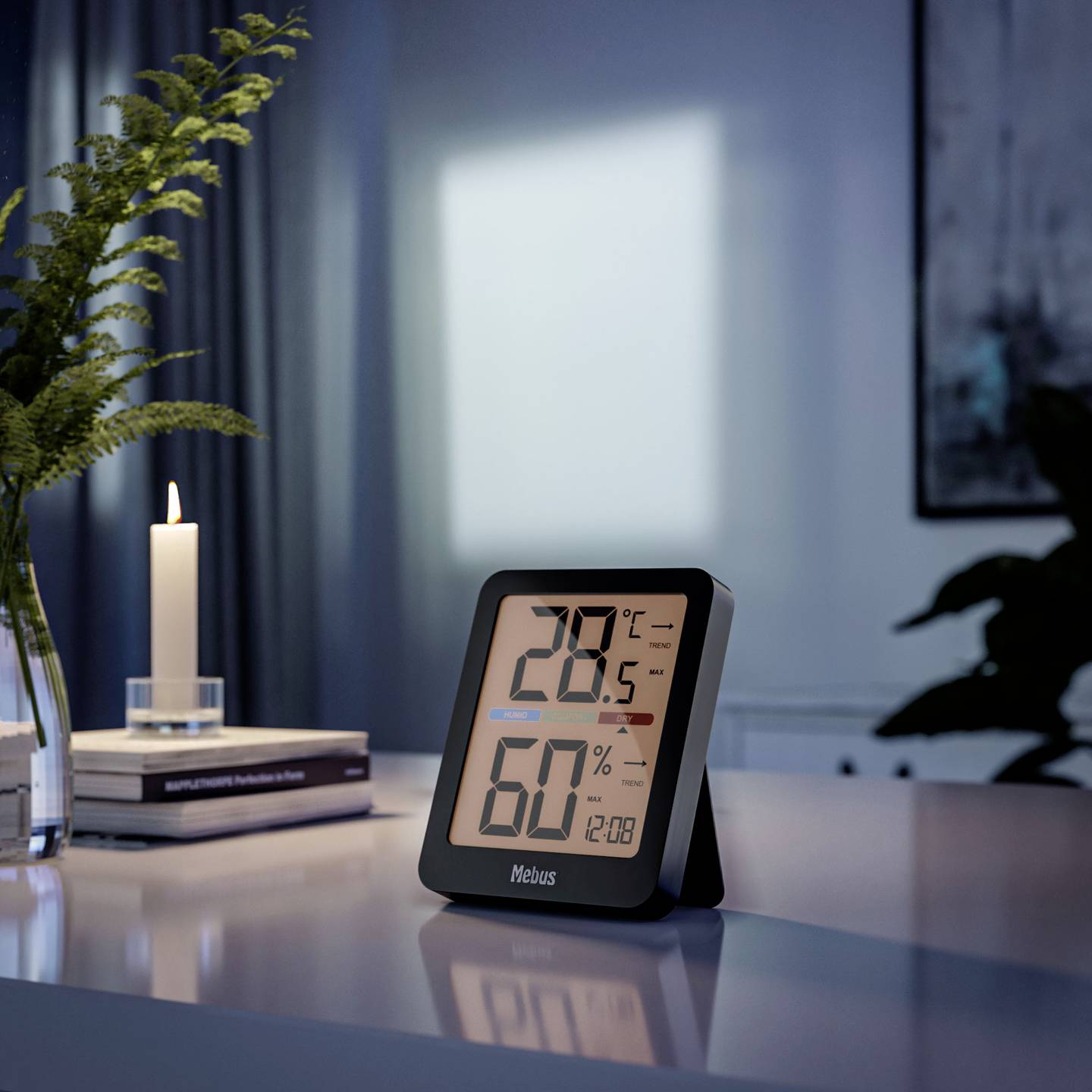 Mebus Funk-Thermo-/Hygrometer 11115 Hygrometer Thermometer digital schwarz 80mm - 4007218111159