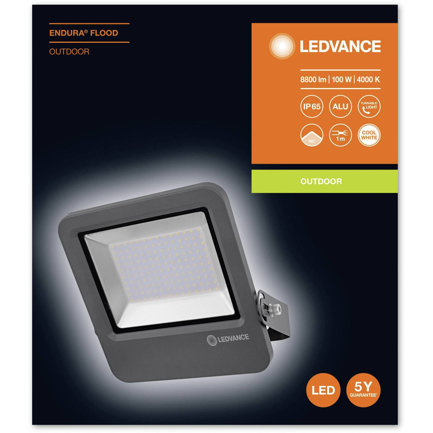 LEDVANCE Endura Außenstrahler 100 W 8800 Lumen Neutralweiß IP65 Dunkelgrau - 4058075206809