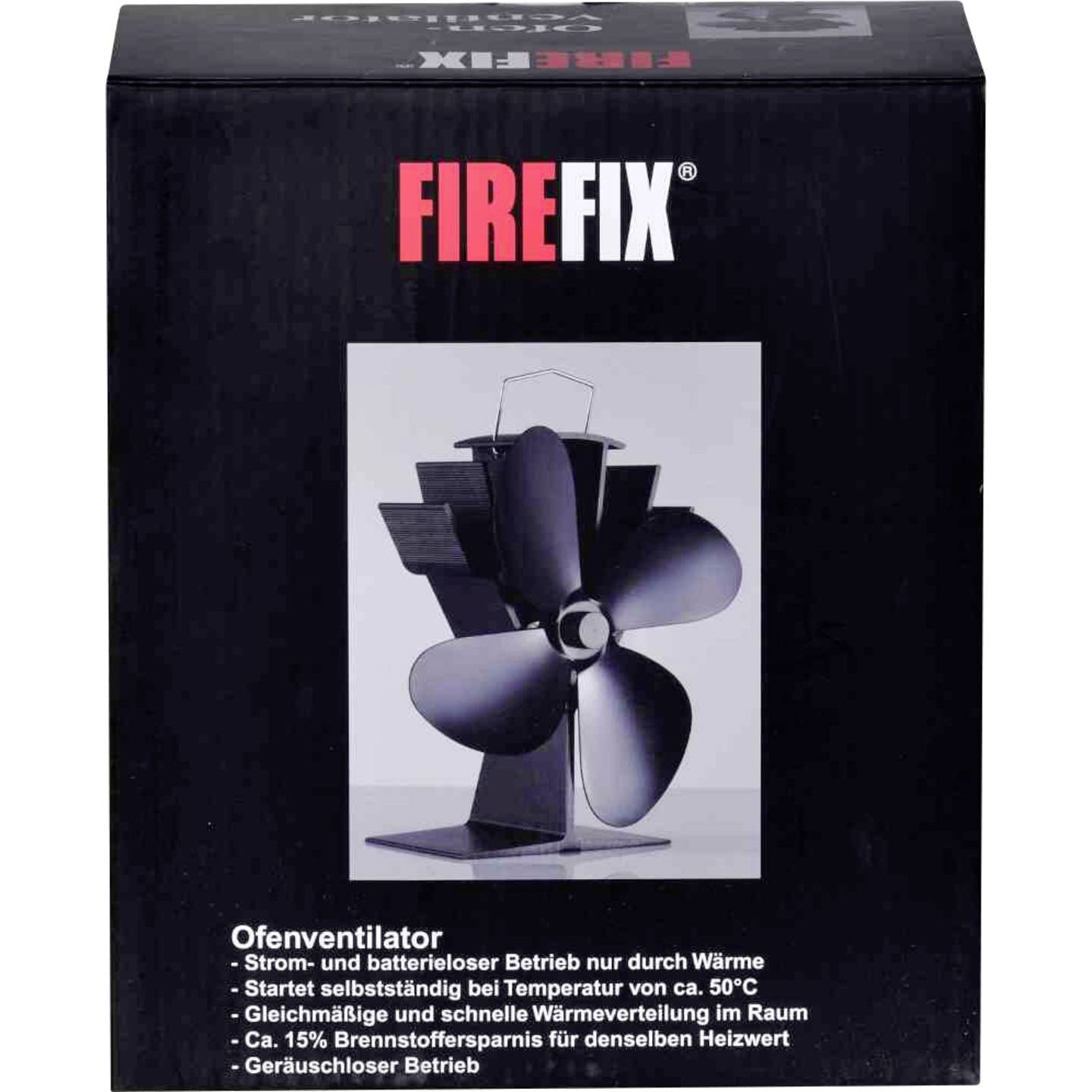 Firefix Ofenventilator Heizlüfter schwarz stromlos geräuschlos Wärmeverteilung - 4017537648458