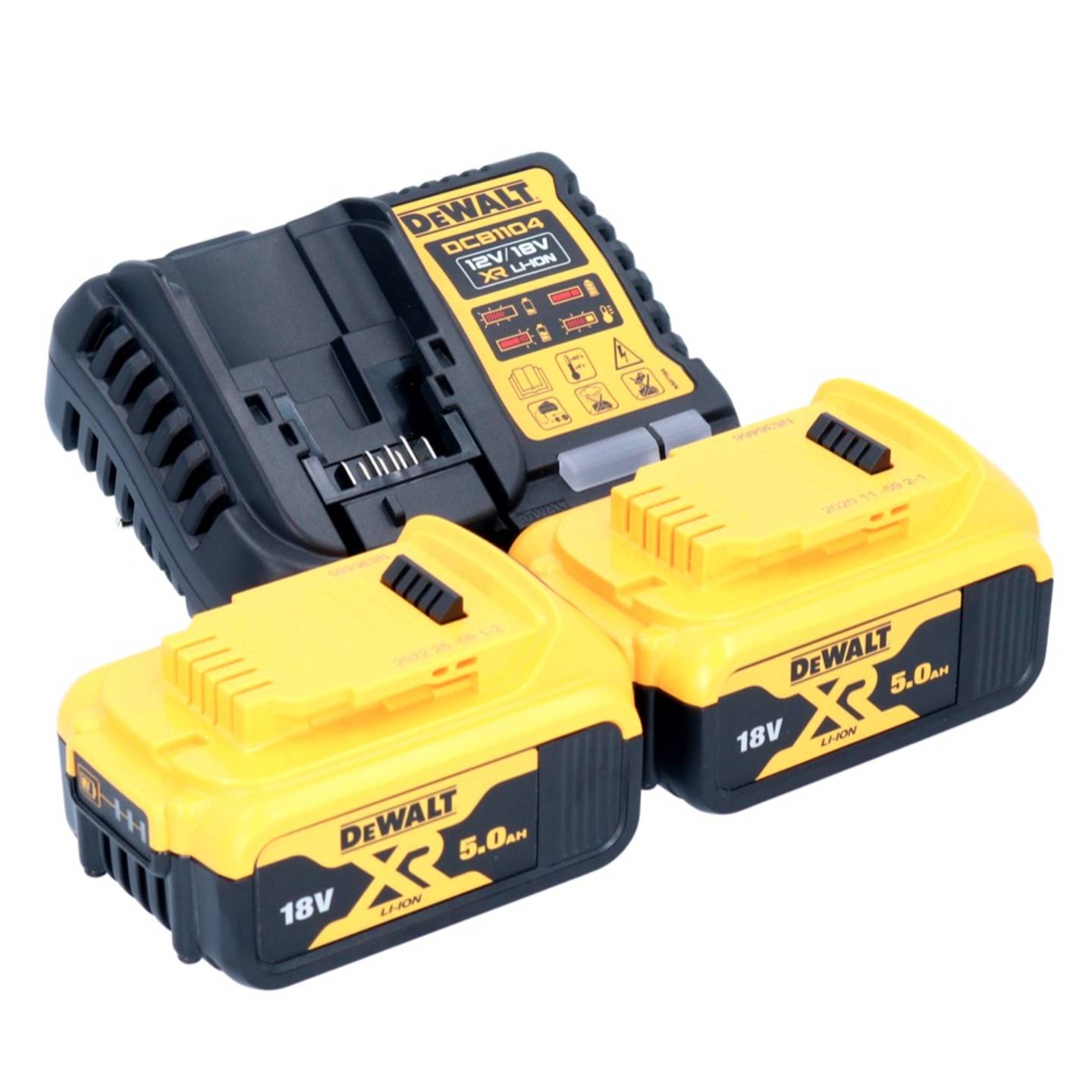 DEWALT Akku-Kit Set Werkzeug Akku Werkzeugset 2x 18V 5Ah plus DCB1104 - 5035048790045