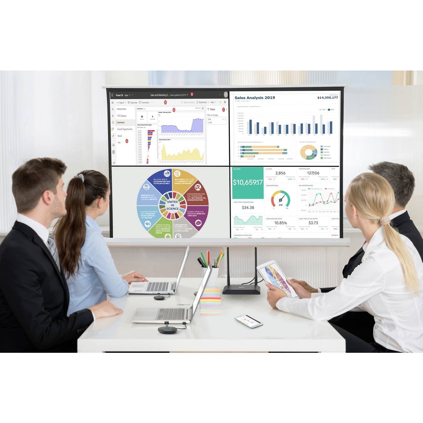 SPEAKA 4K60HZ Quad Multi-Viewer Sender drahtlos 50m Reichweite USB schwarz - 4064161161396