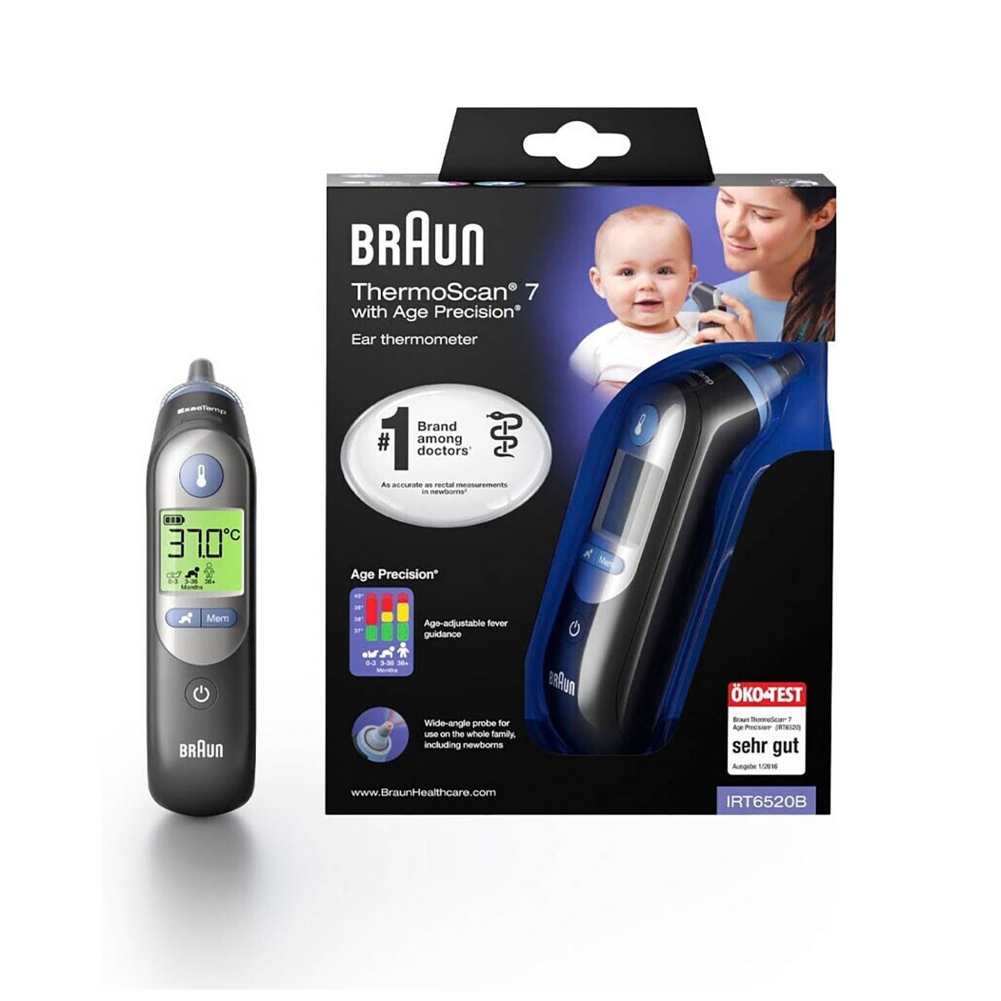 Braun Thermometer Infrarot Fieberthermometer ThermoScan 7 IRT6520B Gesundheit - 4022167365200