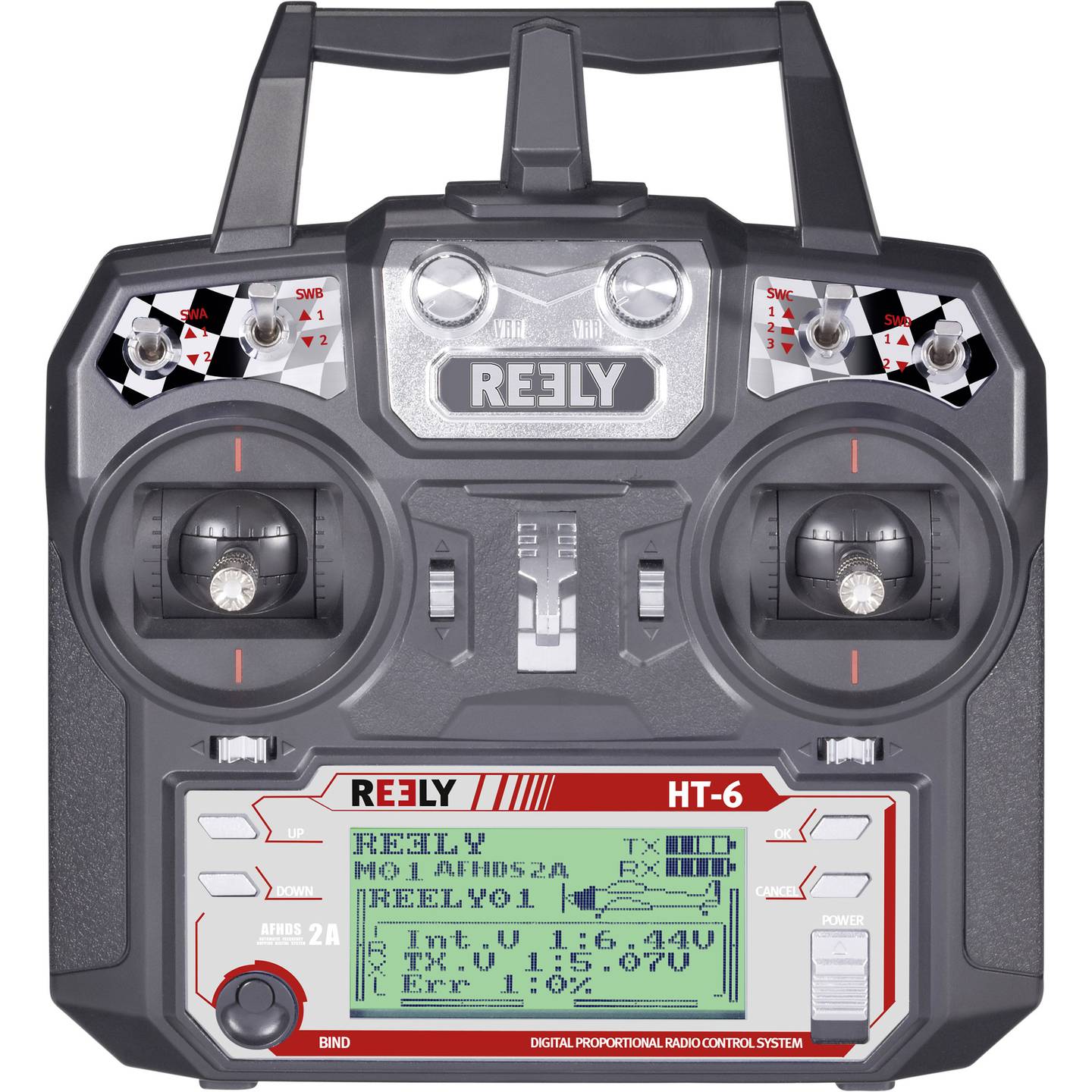 Reely Hand-Fernsteuerung HT-6 2,4 GHz 6 Kanäle Empfänger Modellflugzeug - 4016138960020