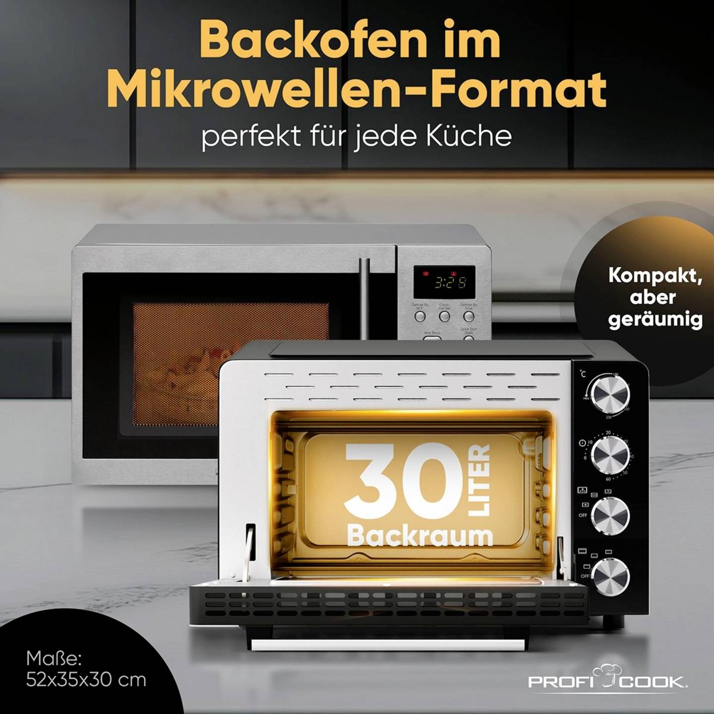 Profi Cook Minibackofen PC-MBG 1277 Multifunktion Umluftfunktion 30L schwarz - 4006160127713
