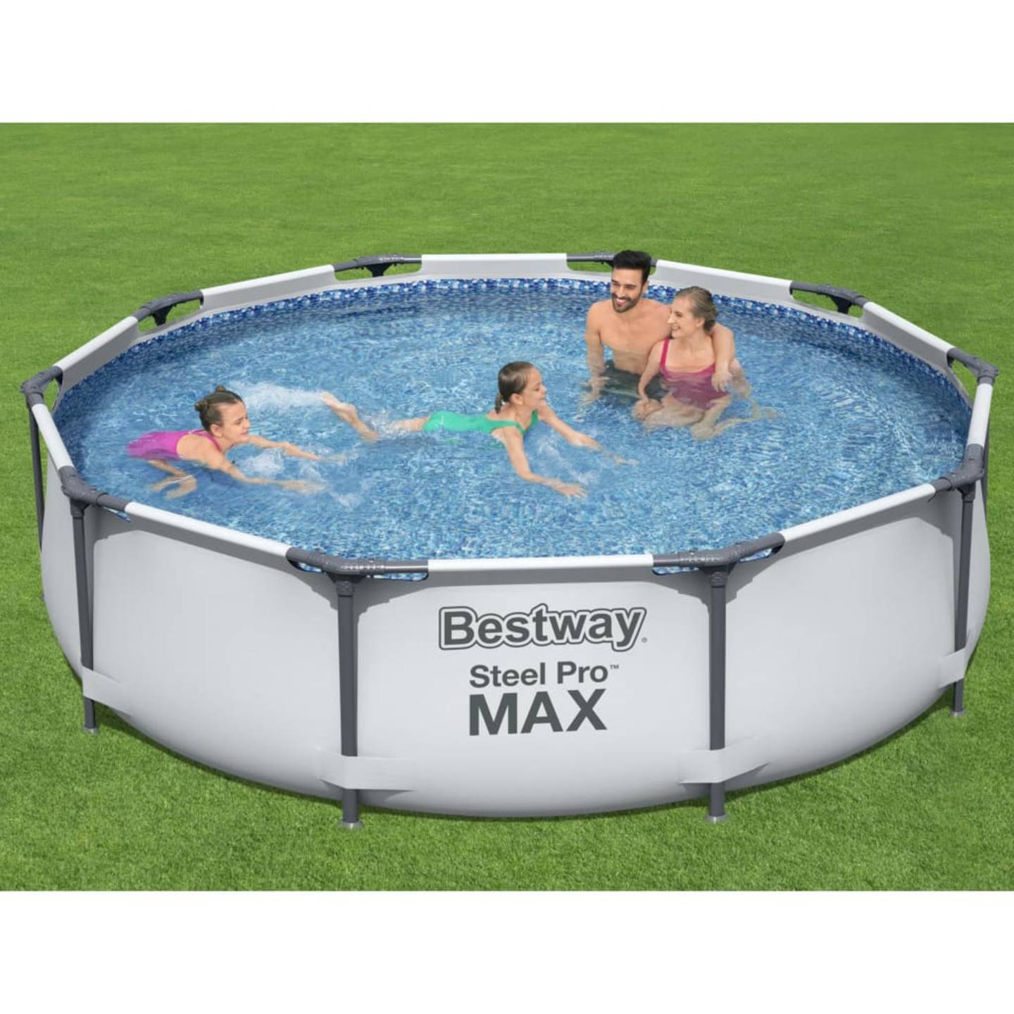 Bestway Swimmingpool Set Steel Pro MAX 305x76cm Rund Pool mit Filterpumpe grau - 6942138981841