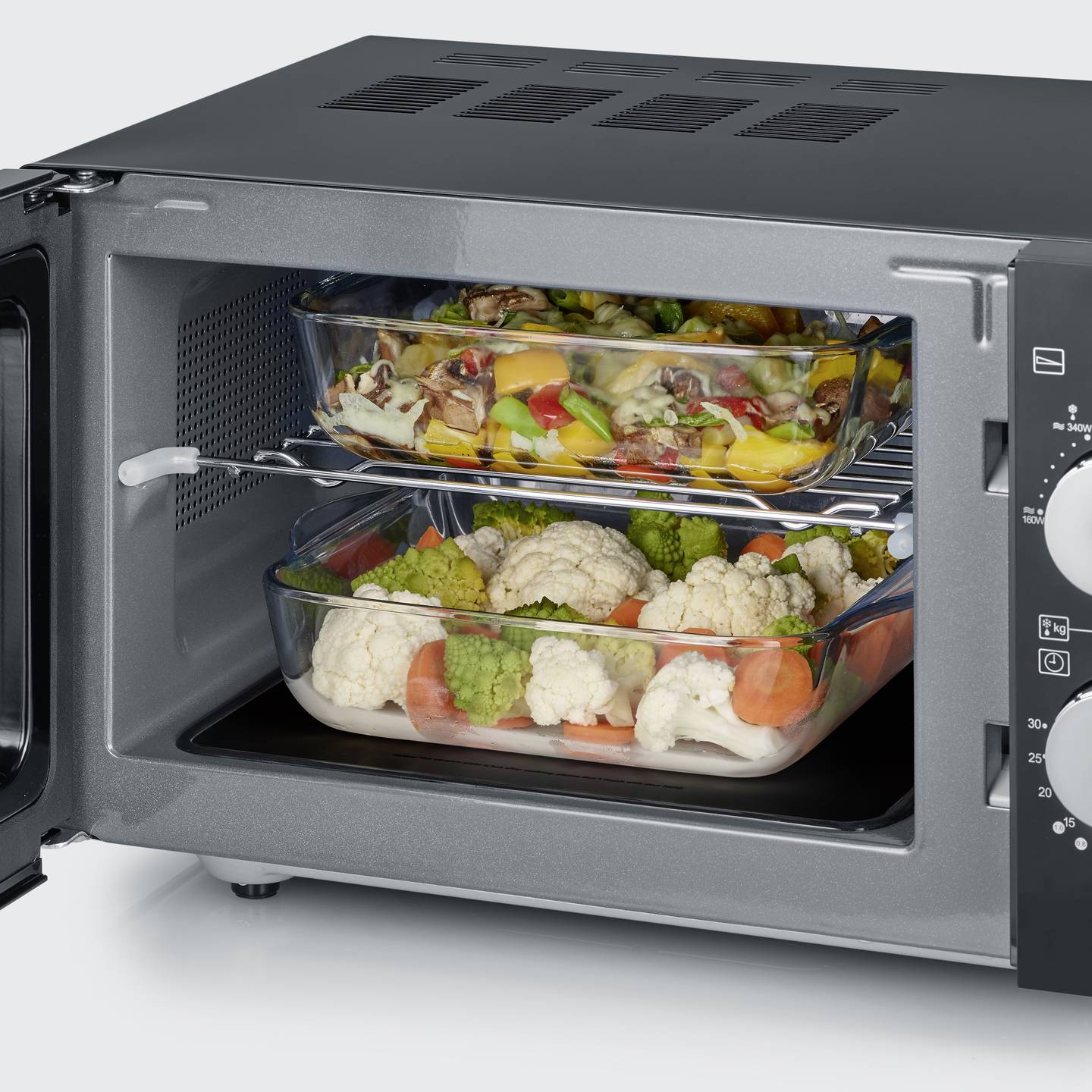 Severin MW Mikrowelle Schwarz Edelstahl 900 W Grillfunktion flacher Glasboden - 4008146037610